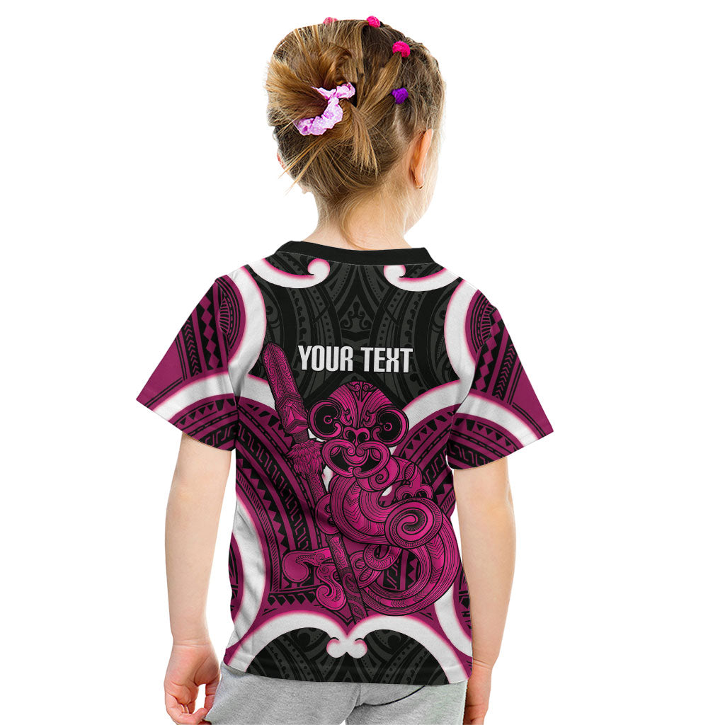 Mawhero Aotearoa Atua Tumatauenga Personalised Kid T Shirt Maori God Of War Tiki With Taiaha