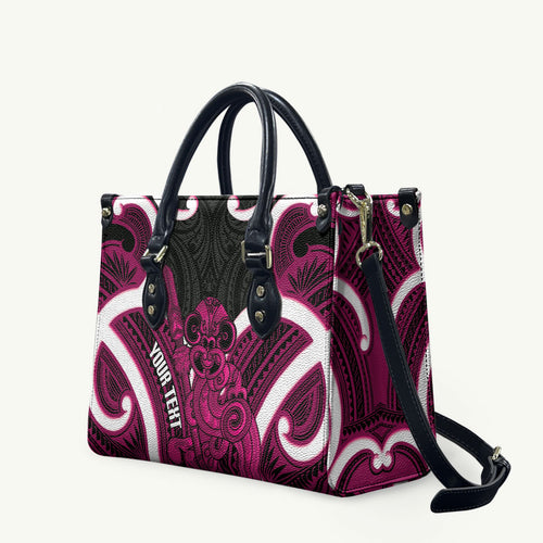 Mawhero Aotearoa Atua Tumatauenga Personalised Leather Bag Maori God Of War Tiki With Taiaha