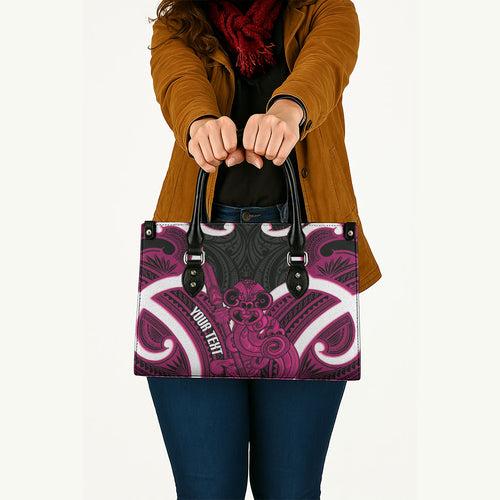 Mawhero Aotearoa Atua Tumatauenga Personalised Leather Bag Maori God Of War Tiki With Taiaha