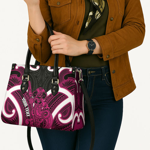 Mawhero Aotearoa Atua Tumatauenga Personalised Leather Bag Maori God Of War Tiki With Taiaha