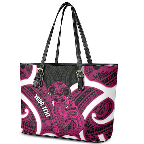 Mawhero Aotearoa Atua Tumatauenga Personalised Leather Tote Bag Maori God Of War Tiki With Taiaha