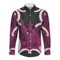Mawhero Aotearoa Atua Tumatauenga Personalised Long Sleeve Button Shirt Maori God Of War Tiki With Taiaha