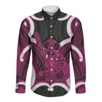 Mawhero Aotearoa Atua Tumatauenga Personalised Long Sleeve Button Shirt Maori God Of War Tiki With Taiaha