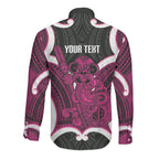 Mawhero Aotearoa Atua Tumatauenga Personalised Long Sleeve Button Shirt Maori God Of War Tiki With Taiaha