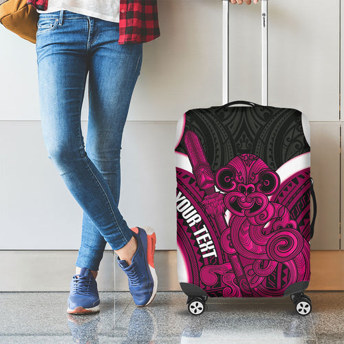 Mawhero Aotearoa Atua Tumatauenga Personalised Luggage Cover Maori God Of War Tiki With Taiaha