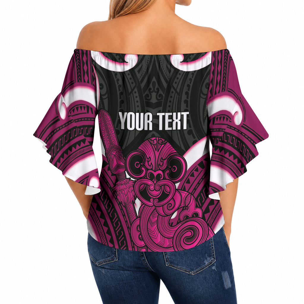Mawhero Aotearoa Atua Tumatauenga Personalised Off Shoulder Wrap Waist Top Maori God Of War Tiki With Taiaha