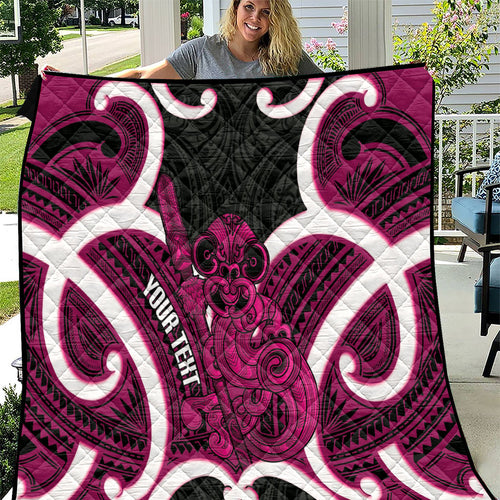Mawhero Aotearoa Atua Tumatauenga Personalised Quilt Maori God Of War Tiki With Taiaha