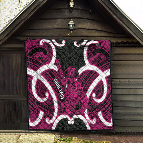 Mawhero Aotearoa Atua Tumatauenga Personalised Quilt Maori God Of War Tiki With Taiaha