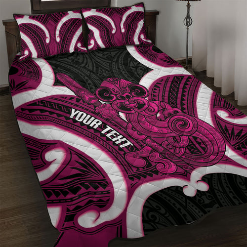 Mawhero Aotearoa Atua Tumatauenga Personalised Quilt Bed Set Maori God Of War Tiki With Taiaha