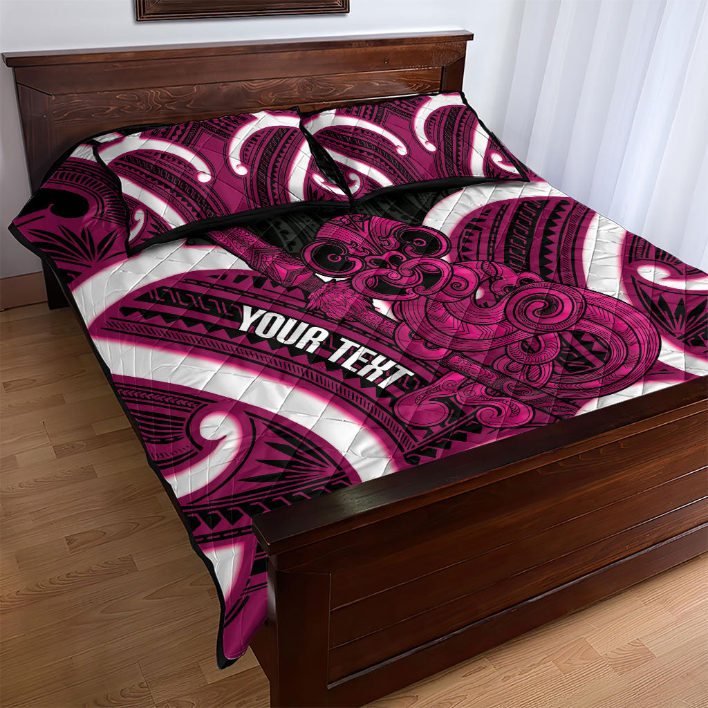 Mawhero Aotearoa Atua Tumatauenga Personalised Quilt Bed Set Maori God Of War Tiki With Taiaha