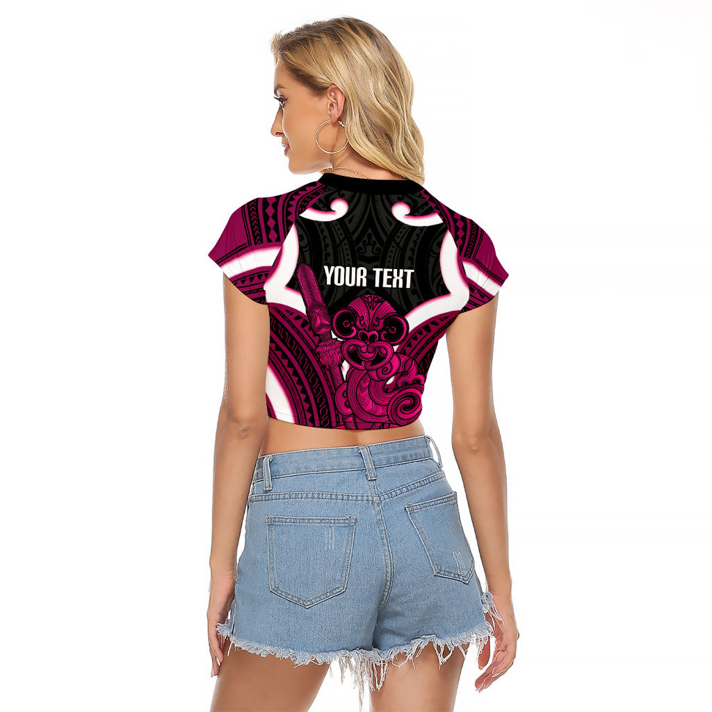Mawhero Aotearoa Atua Tumatauenga Personalised Raglan Cropped T Shirt Maori God Of War Tiki With Taiaha