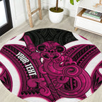 Mawhero Aotearoa Atua Tumatauenga Personalised Round Carpet Maori God Of War Tiki With Taiaha