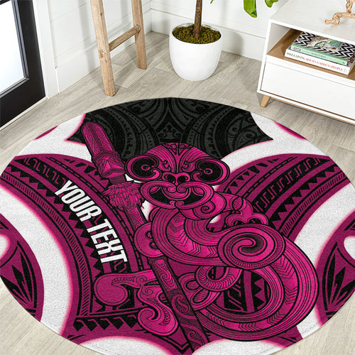 Mawhero Aotearoa Atua Tumatauenga Personalised Round Carpet Maori God Of War Tiki With Taiaha