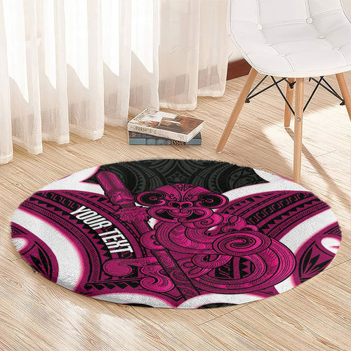 Mawhero Aotearoa Atua Tumatauenga Personalised Round Carpet Maori God Of War Tiki With Taiaha