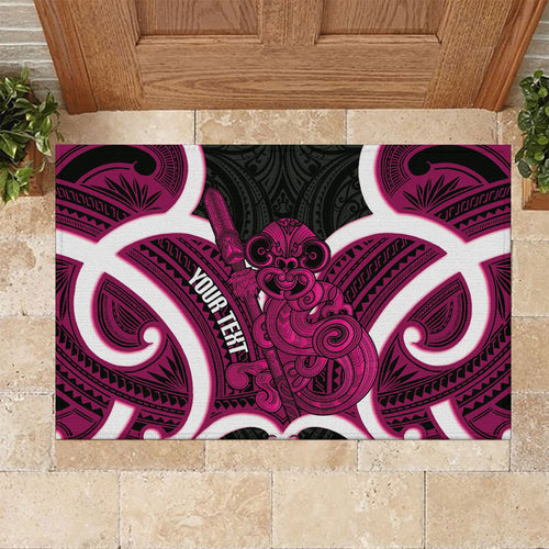 Mawhero Aotearoa Atua Tumatauenga Personalised Rubber Doormat Maori God Of War Tiki With Taiaha
