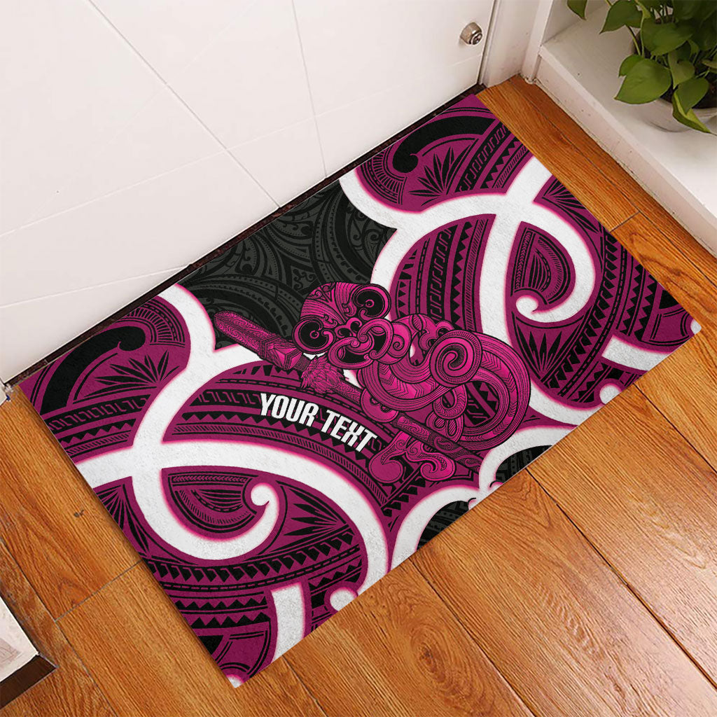 Mawhero Aotearoa Atua Tumatauenga Personalised Rubber Doormat Maori God Of War Tiki With Taiaha