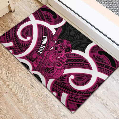 Mawhero Aotearoa Atua Tumatauenga Personalised Rubber Doormat Maori God Of War Tiki With Taiaha