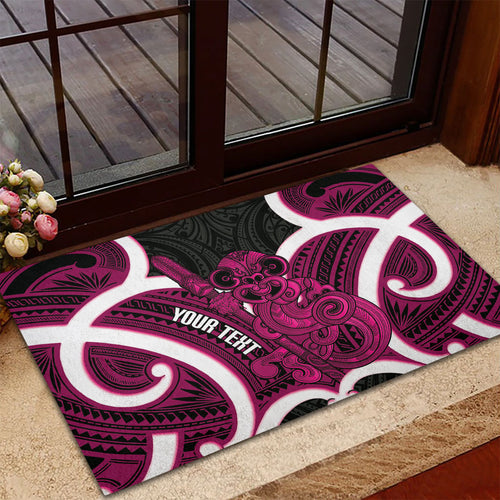 Mawhero Aotearoa Atua Tumatauenga Personalised Rubber Doormat Maori God Of War Tiki With Taiaha