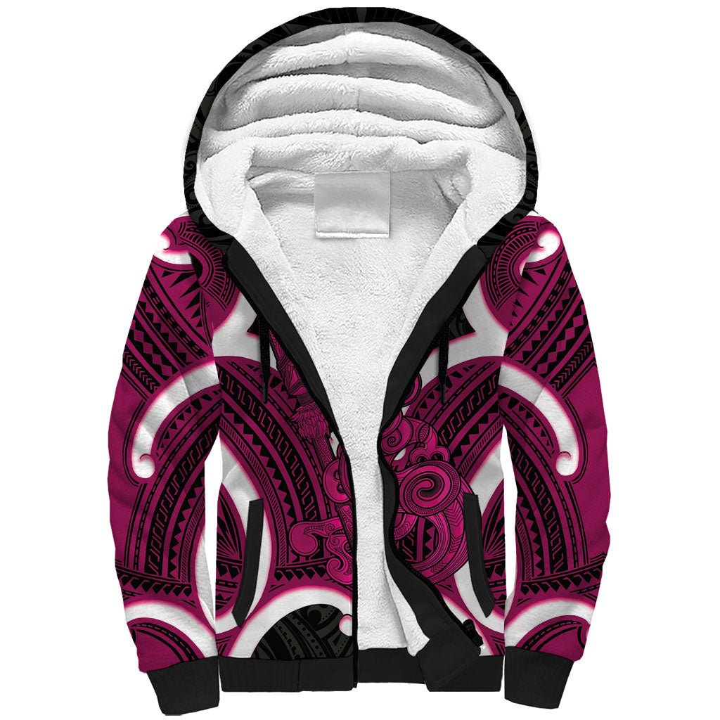 Mawhero Aotearoa Atua Tumatauenga Personalised Sherpa Hoodie Maori God Of War Tiki With Taiaha