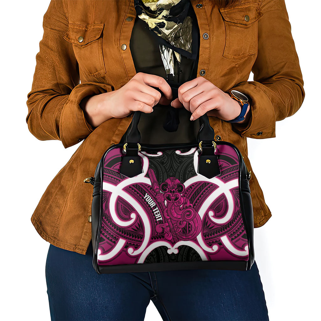 Mawhero Aotearoa Atua Tumatauenga Personalised Shoulder Handbag Maori God Of War Tiki With Taiaha