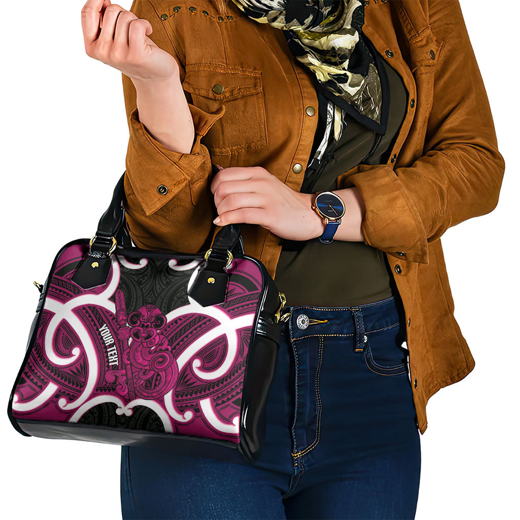 Mawhero Aotearoa Atua Tumatauenga Personalised Shoulder Handbag Maori God Of War Tiki With Taiaha