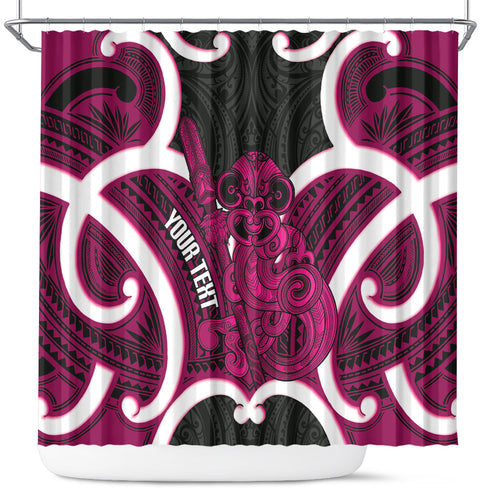 Mawhero Aotearoa Atua Tumatauenga Personalised Shower Curtain Maori God Of War Tiki With Taiaha