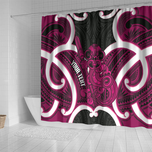 Mawhero Aotearoa Atua Tumatauenga Personalised Shower Curtain Maori God Of War Tiki With Taiaha