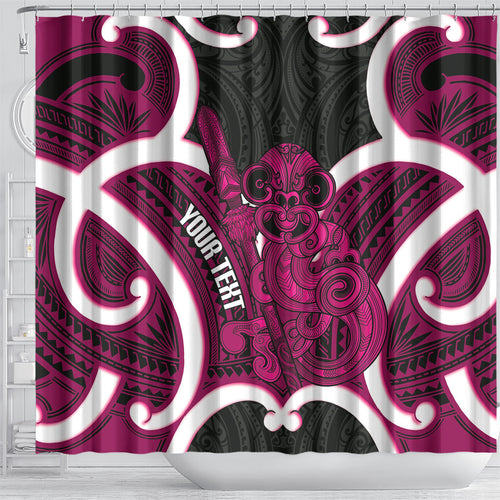 Mawhero Aotearoa Atua Tumatauenga Personalised Shower Curtain Maori God Of War Tiki With Taiaha