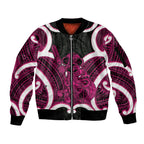 Mawhero Aotearoa Atua Tumatauenga Personalised Sleeve Zip Bomber Jacket Maori God Of War Tiki With Taiaha