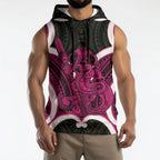 Mawhero Aotearoa Atua Tumatauenga Personalised Sleeveless Hoodie Maori God Of War Tiki With Taiaha