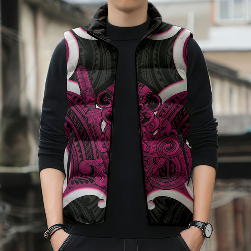 Mawhero Aotearoa Atua Tumatauenga Personalised Sleeveless Puffer Jacket Maori God Of War Tiki With Taiaha