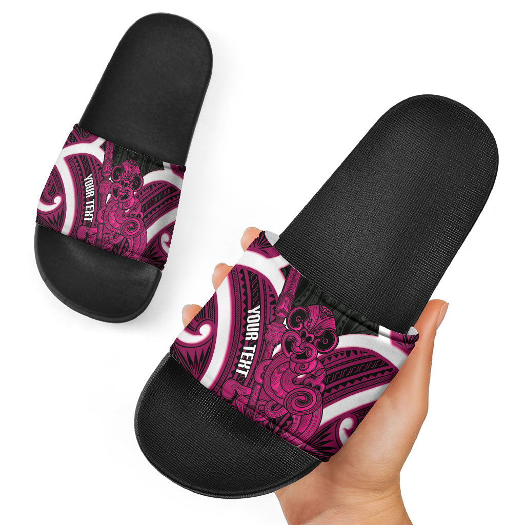 Mawhero Aotearoa Atua Tumatauenga Personalised Slide Sandals Maori God Of War Tiki With Taiaha