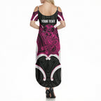 Mawhero Aotearoa Atua Tumatauenga Personalised Summer Maxi Dress Maori God Of War Tiki With Taiaha