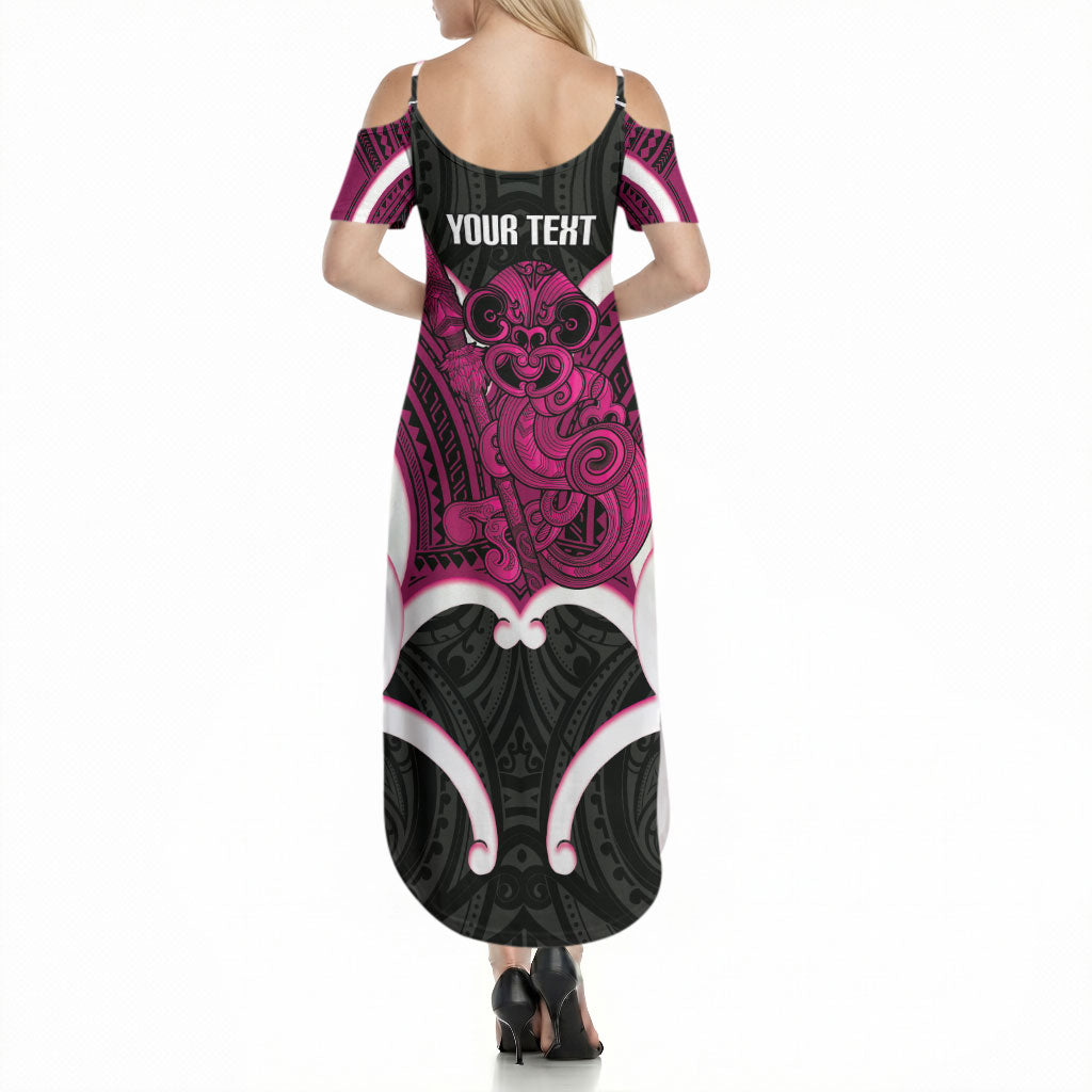 Mawhero Aotearoa Atua Tumatauenga Personalised Summer Maxi Dress Maori God Of War Tiki With Taiaha