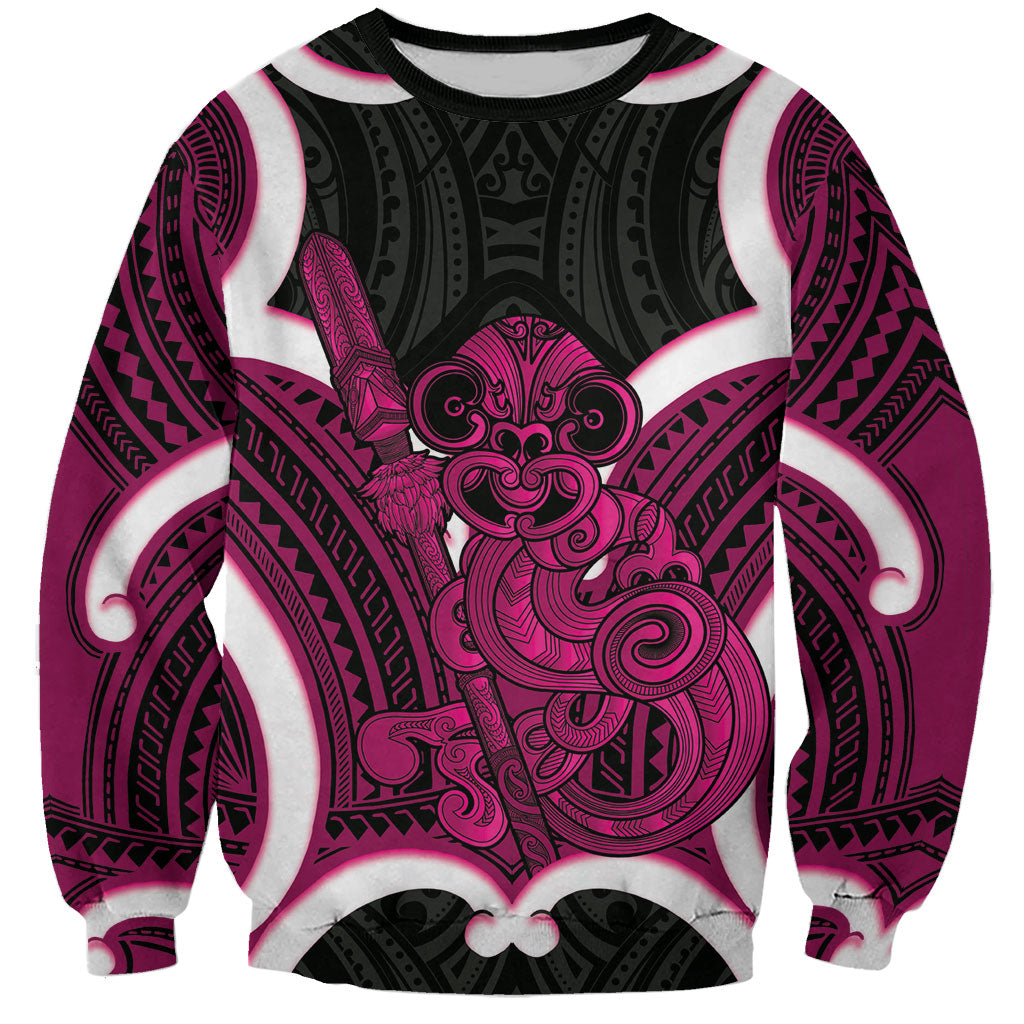 Mawhero Aotearoa Atua Tumatauenga Personalised Sweatshirt Maori God Of War Tiki With Taiaha