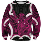 Mawhero Aotearoa Atua Tumatauenga Personalised Sweatshirt Maori God Of War Tiki With Taiaha