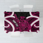 Mawhero Aotearoa Atua Tumatauenga Personalised Tablecloth Maori God Of War Tiki With Taiaha