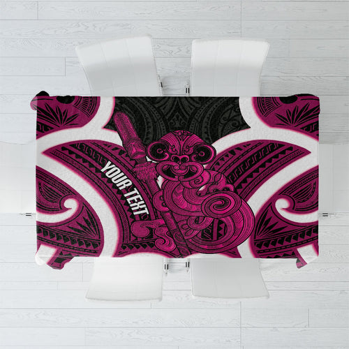 Mawhero Aotearoa Atua Tumatauenga Personalised Tablecloth Maori God Of War Tiki With Taiaha