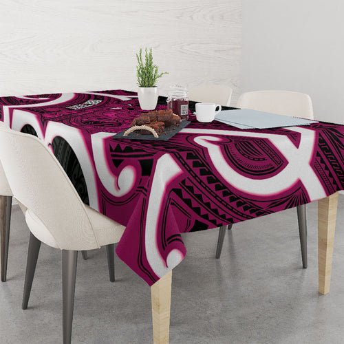Mawhero Aotearoa Atua Tumatauenga Personalised Tablecloth Maori God Of War Tiki With Taiaha