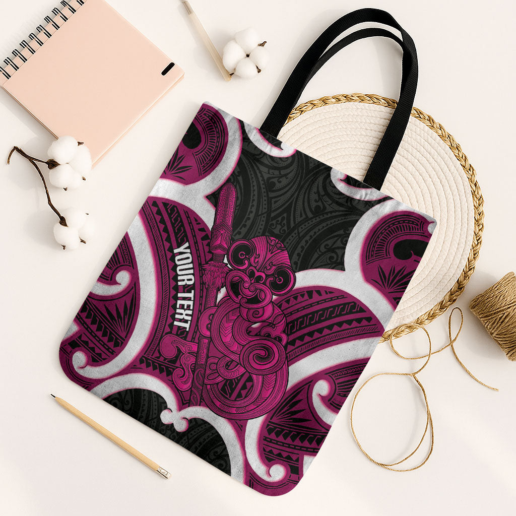 Mawhero Aotearoa Atua Tumatauenga Personalised Tote Bag Maori God Of War Tiki With Taiaha