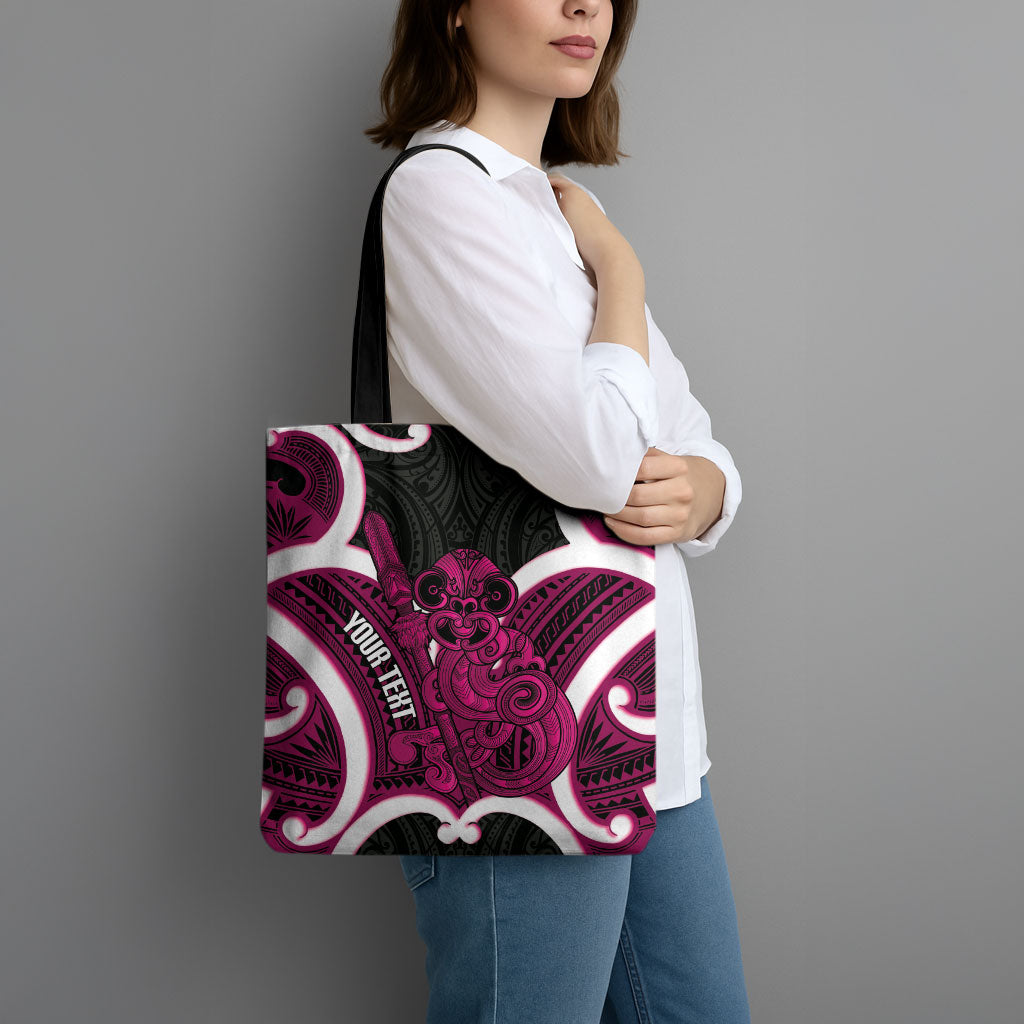 Mawhero Aotearoa Atua Tumatauenga Personalised Tote Bag Maori God Of War Tiki With Taiaha