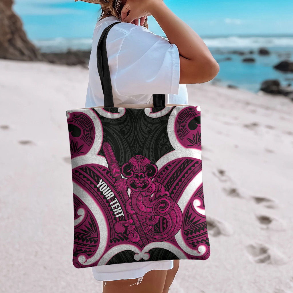 Mawhero Aotearoa Atua Tumatauenga Personalised Tote Bag Maori God Of War Tiki With Taiaha
