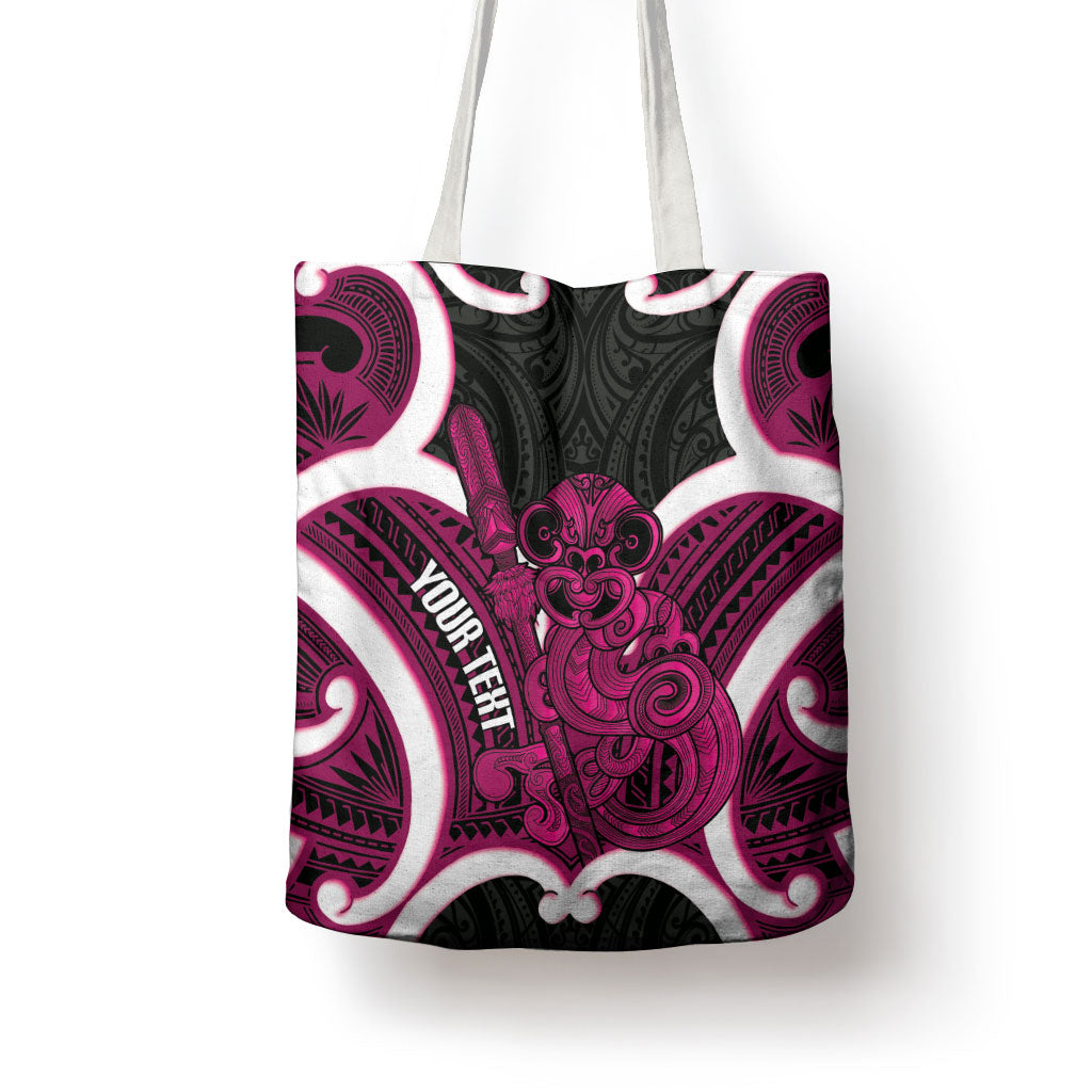Mawhero Aotearoa Atua Tumatauenga Personalised Tote Bag Maori God Of War Tiki With Taiaha