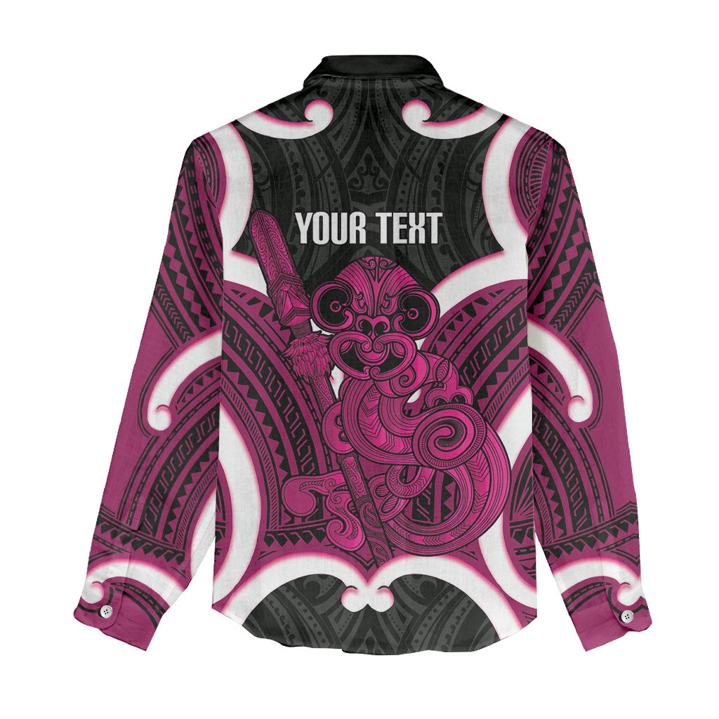 Mawhero Aotearoa Atua Tumatauenga Personalised Women Casual Shirt Maori God Of War Tiki With Taiaha