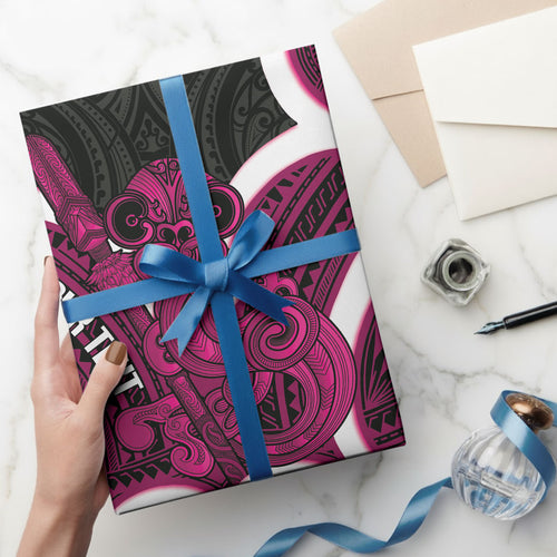 Mawhero Aotearoa Atua Tumatauenga Personalised Wrapping Paper Maori God Of War Tiki With Taiaha