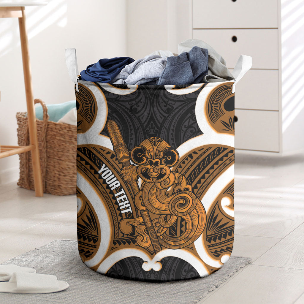 Karaka Aotearoa Atua Tumatauenga Personalised Laundry Basket Maori God Of War Tiki With Taiaha