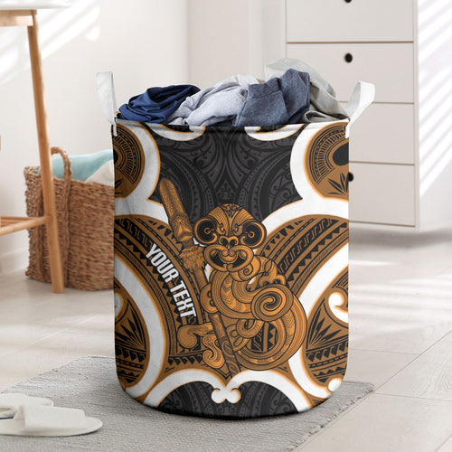 Karaka Aotearoa Atua Tumatauenga Personalised Laundry Basket Maori God Of War Tiki With Taiaha