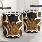 Karaka Aotearoa Atua Tumatauenga Personalised Laundry Basket Maori God Of War Tiki With Taiaha