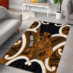 Karaka Aotearoa Atua Tumatauenga Personalised Area Rug Maori God Of War Tiki With Taiaha