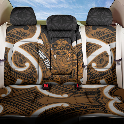 Karaka Aotearoa Atua Tumatauenga Personalised Back Car Seat Cover Maori God Of War Tiki With Taiaha